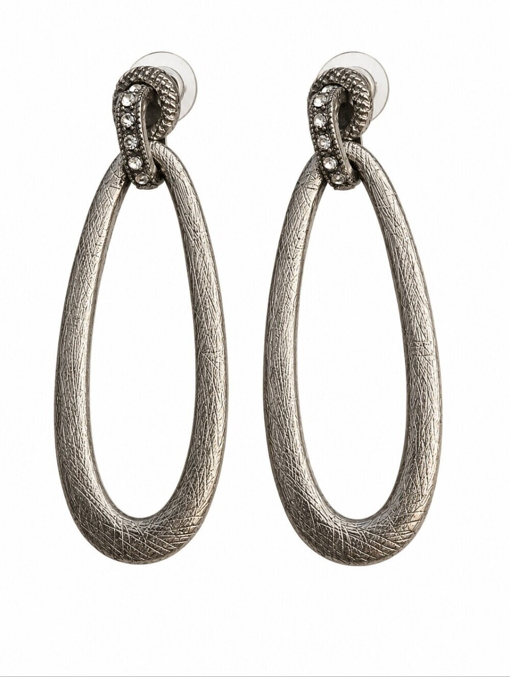 Vintage 1980s Long Doorknocker Hoop Statement Earrings
